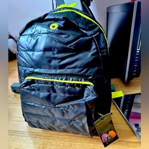 Fuel Lightweight Puffer Backpack, Brand New, Black/neon Yellow, 17.5x14.5x5 In